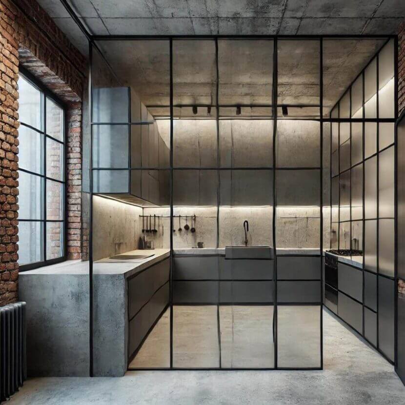 An_industrial-style_kitchen_with_minimal_glass_ele