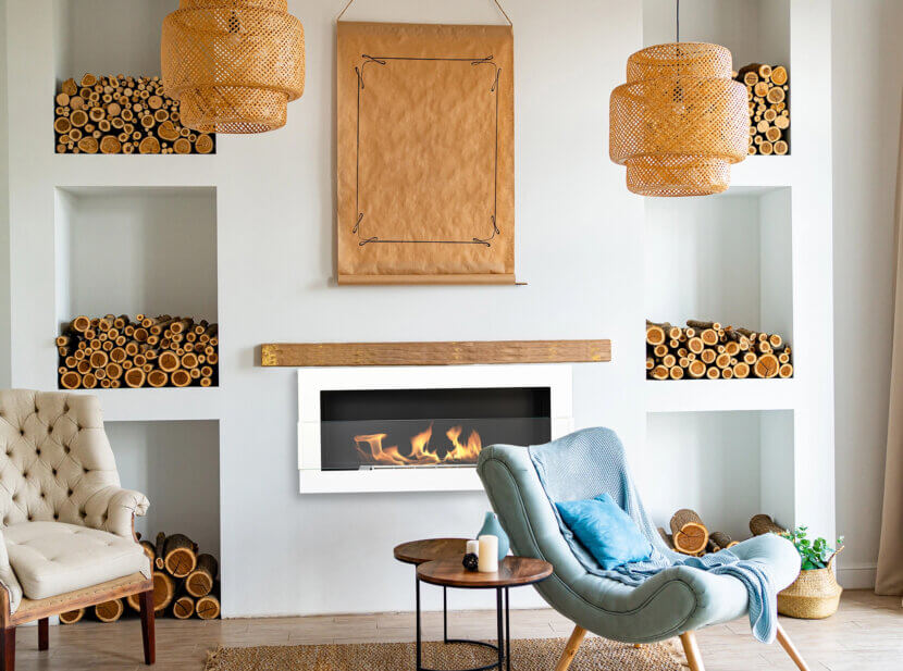 Bioethanol & Elektrokamine: Feueratmosphäre für jedes Zuhause Wandkamin-Elegant-1