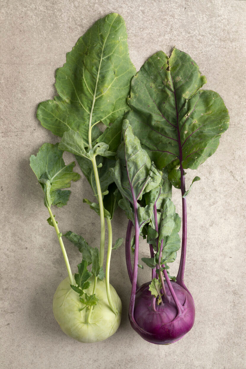 Chou-rave frais vert et violet