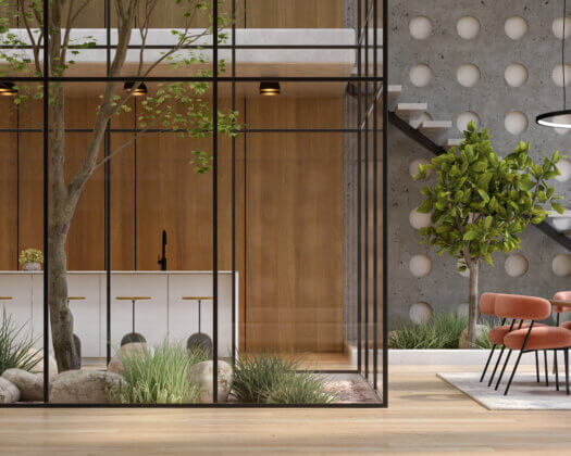 Modern style conceptual interior room 3 d illustration