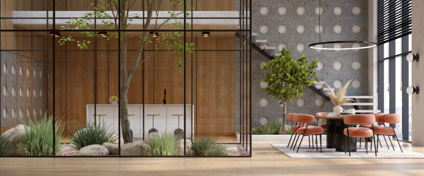 Biophiles Design: So zieht die Natur ins Zuhause ein Modern style conceptual interior room 3 d illustration